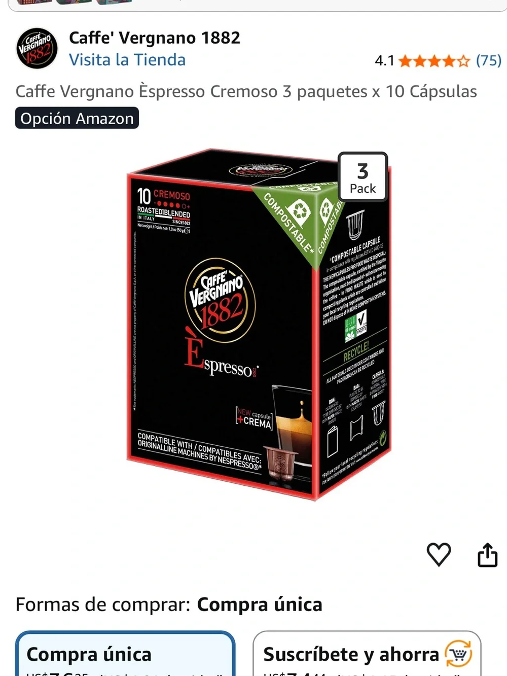 Caffe Vergano 1882 Espresso Capsules - Black